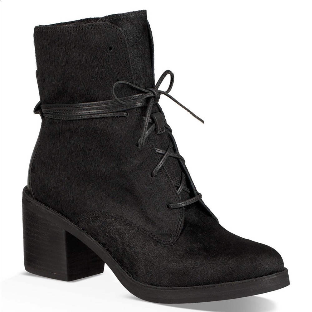 UGG Oriana Exotic Black Cow Hair Zip/Leather Tie